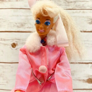 MATTEL BARBIE Doll Pink Jacket Skirt Dress 12" Tall Long Blonde Hair Blue Eyes